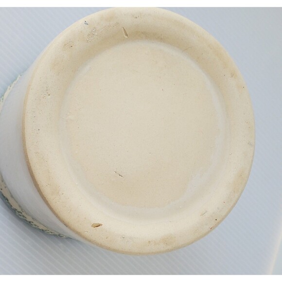 Stoneware Pottery Green Spongeware Utensil Crock Snowman Country Primitive 5.25" - Picture 7 of 9